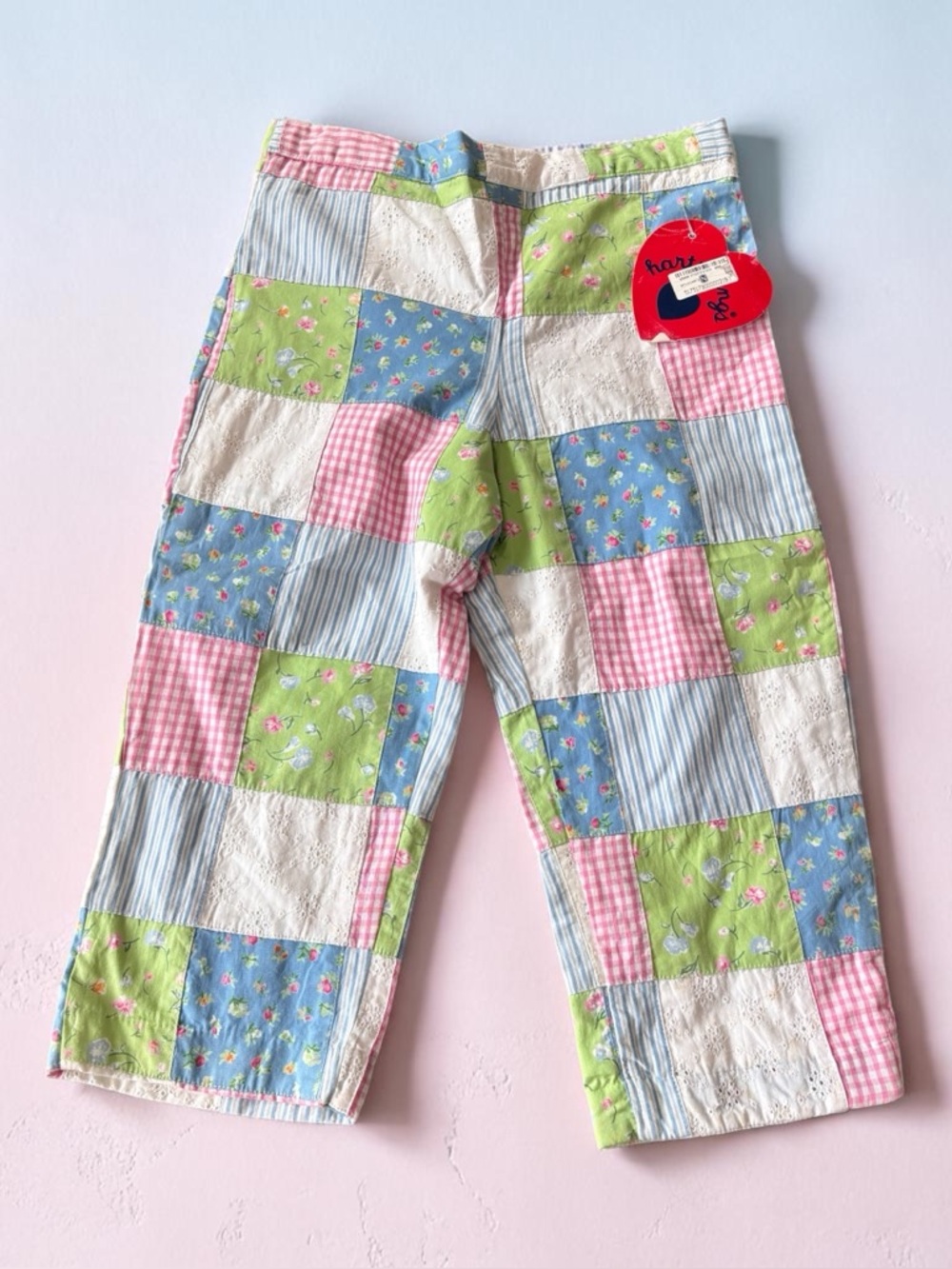 NWT Hartstrings Vintage Patchwork Gingham Eyelet Capri Pants Girls Size 6